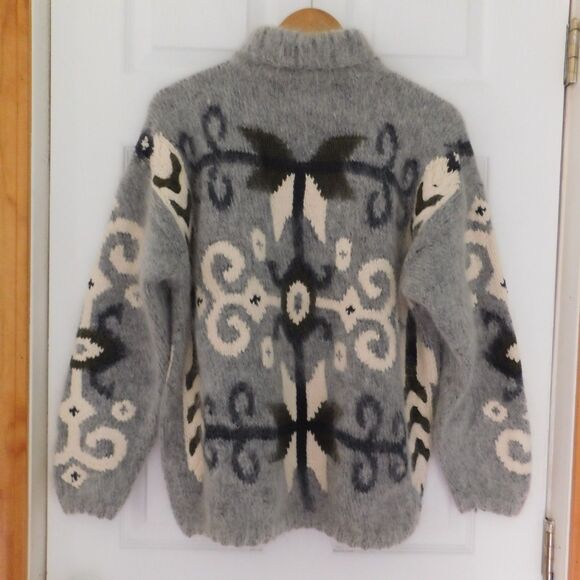 Curio 3D Mohair Blend Turtleneck Sweater Graphic Gothic SIze Small Gray oversize - Picture 6 of 7